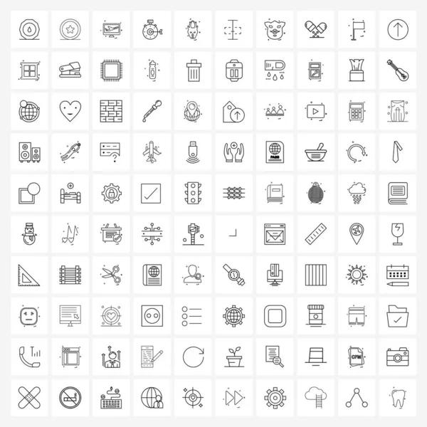 100 Universal Line Εικονίδιο Pixel Τέλεια Σύμβολα Των Ζώων Έργο — Διανυσματικό Αρχείο