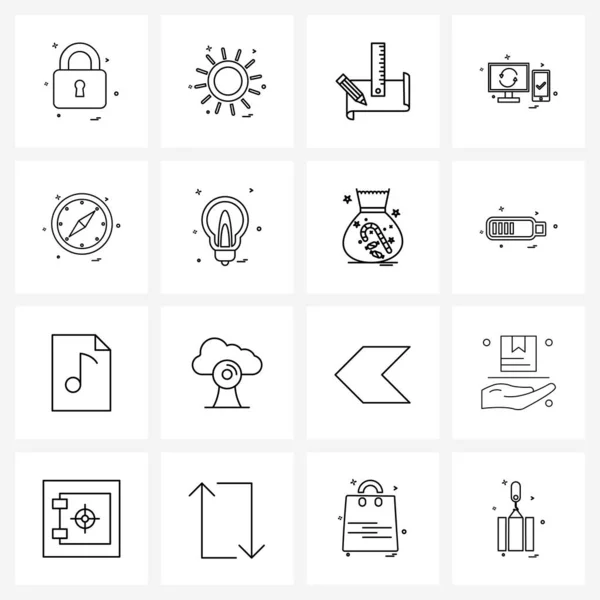 Conjunto Iconos Interfaz Usuario Símbolos Para Brújula Pantalla Computadora Configuración — Vector de stock