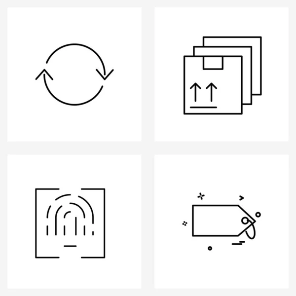 Interface Line Icon Set Moderner Symbole Für Wiederholung Fingerabdruck Logistik — Stockvektor