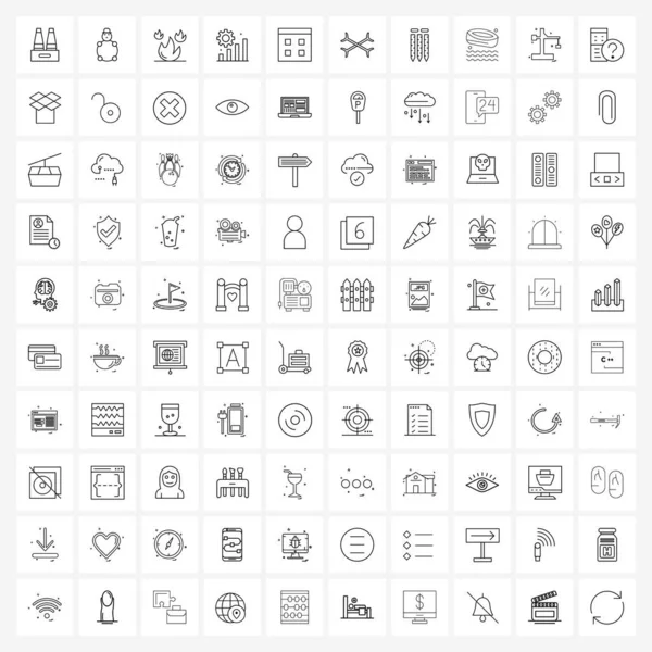 Stock Vector Icon Set Van 100 Line Symbolen Voor Tandwiel — Stockvector