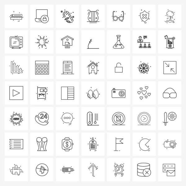Set Icons Symbols Glasses Art Password Music Christmas Vector Illustration — Stock Vector