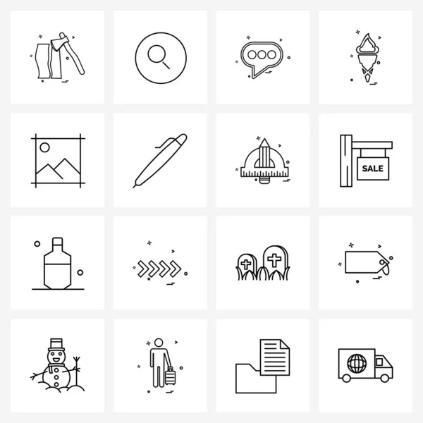 Conjunto Iconos Línea Simple Para Web Impresión Como Ilustración Cono — Vector de stock