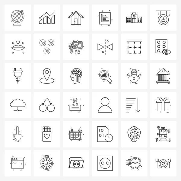 Set Von Basic Line Icons Für Gebäude Doc Haus Textdatei — Stockvektor