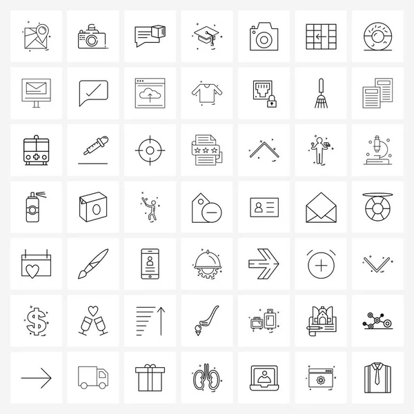 Icono Línea Móvil Conjunto Pictogramas Modernos Imagen Grado Caja Graduado — Vector de stock