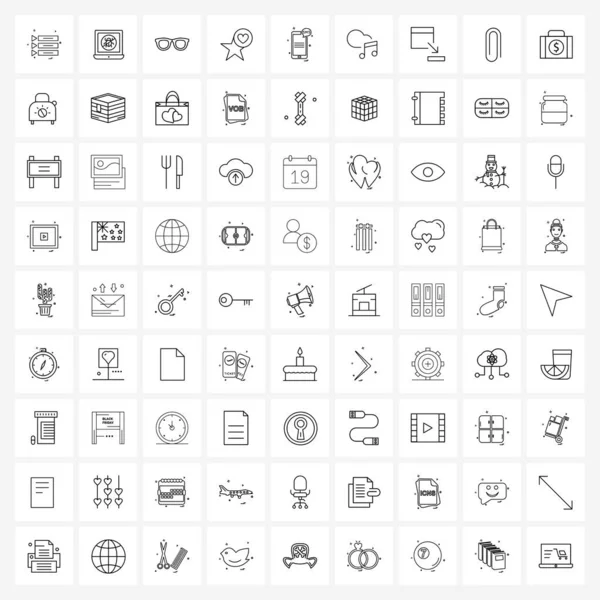 Interface Linha Ícone Conjunto Símbolos Modernos Telefone Inteligente Móvel Óculos —  Vetores de Stock