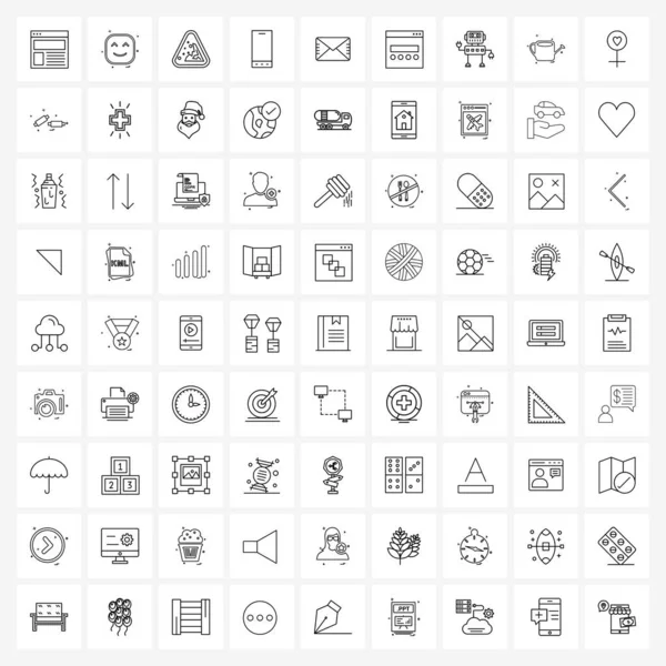 Interface Line Icon Jeu Symboles Modernes Sur Boîte Réception Smartphone — Image vectorielle