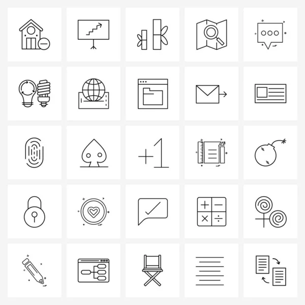 Symboles Universels Modern Line Icônes Sms Messages Bambou Recherche Carte — Image vectorielle