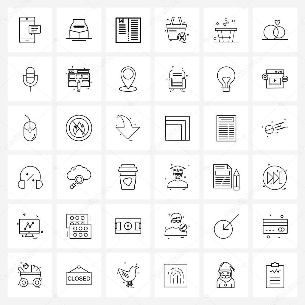 Set of 36 Universal Line Icons of shopping basket, shop, knowledge, cart, basket Vector Illustration
