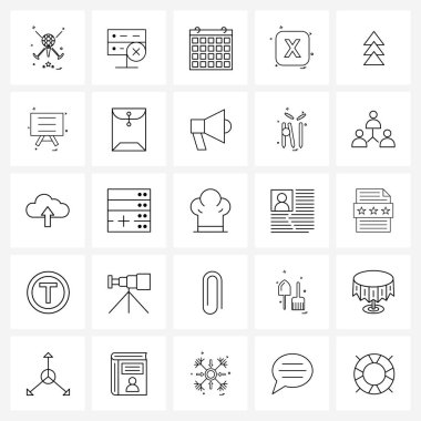 25 Evrensel Satır Simgesi Simgesi Silme, silme, İnternet, Kapatma, Ay Vektör Resimleri