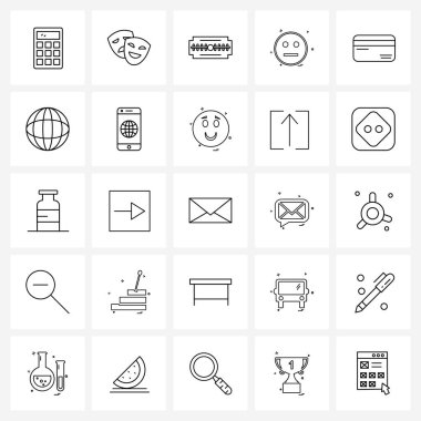 Kart, emoji, bıçak, duygular, emoji Vektör İllüstrasyonu için 25 Kullanıcı Simgesi ve simge kümesi