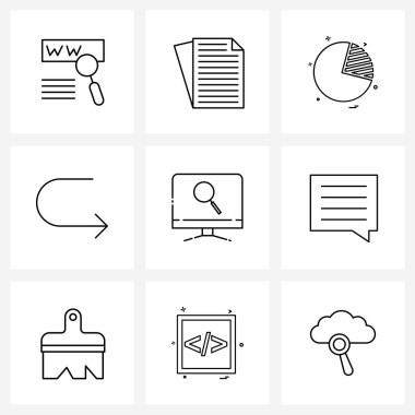 U, send, office, right, business Vector Illustration gibi 9 Vektör Satır Simgelerinden oluşan mükemmel piksel kümesi