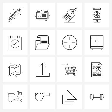 Gündüz, takvim, etiket, çağrı, telefon vektörü illüstrasyonunun 16 Basit Satır Simgesinin Modern Vektör Satırı ResmiComment