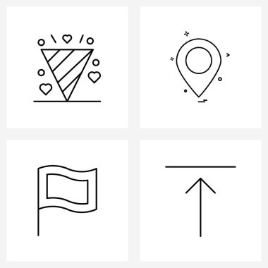 4 Evrensel Simge Pikseli Kutlama, kaydetme, konum, pin, yukarı Vektör İllüstrasyonunun Mükemmel Sembolleri