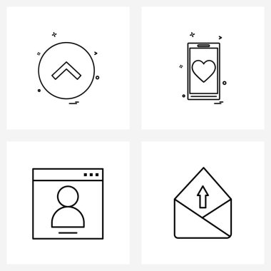 Okun, akıllı telefonun, okun, aşkın, etkileşim vektörü illüstrasyonunun 4 Arayüz Satırı Simgesi