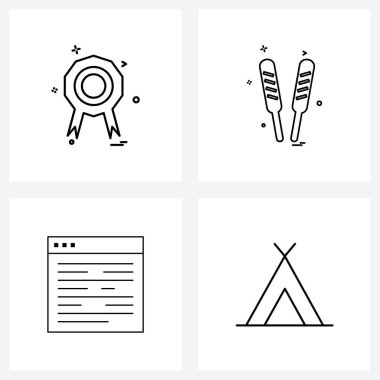 Mobil UI Hattı 4 Modern Pictogram rozet seti; web; hediye; pirzola; bayram Vektör İllüstrasyonu