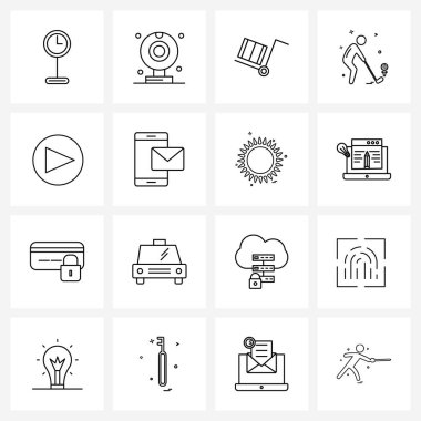 UI 16 Temel Satır Simgesi İşaretleyici, imleç, araba, golf, Spor Vektörü İllüstrasyonu