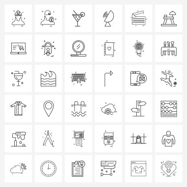 Mobil UI Hattı Simgesi 36 Modern Pictogram anten, uydu, avatar, çanak anten, kış vektörü çizimi