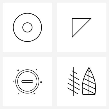 4 Evrensel Satır Simgesi Simgesi Cd, kullanıcı arayüzü, ortam, yukarı, eksi Vektör İllüstrasyonu