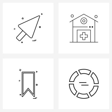 İşaretçi, etiket, ok, bakım, kullanıcı arayüzü Vektör İllüstrasyonu için 4 Satır Simgesi Stok Vektörü Simgesi