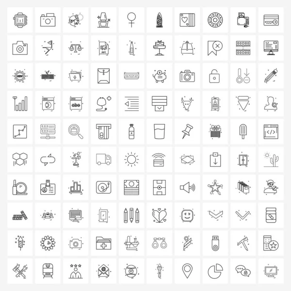 Line Icon Set Van 100 Moderne Symbolen Van Vrouwen Pools — Stockvector