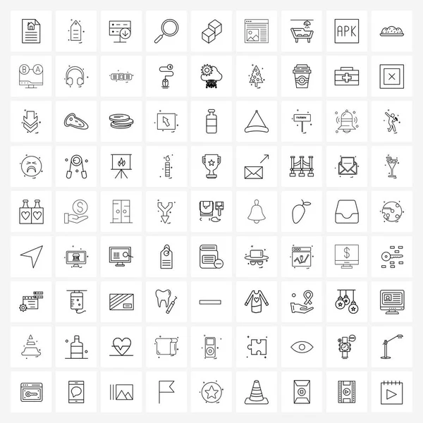 Stock Vector Icon Set Line Symbols Geometry Searching Hosting Magnifying — Stock Vector