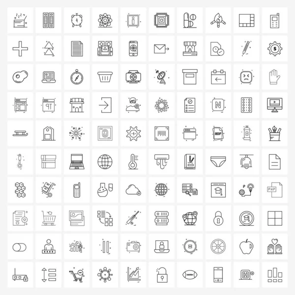 Set Van 100 Pictogrammen Symbolen Voor Interface Alarm Lab Vector — Stockvector