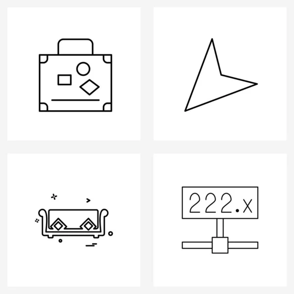 Set Iconos Línea Moderna Bolsa Cursor Maleta Vacaciones Electrodomésticos Vector — Vector de stock