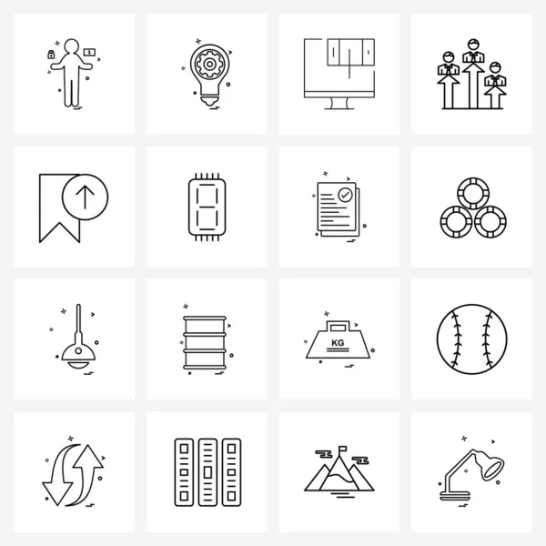 Pack Iconos Línea Universal Para Aplicaciones Web Tag Badge Education — Vector de stock