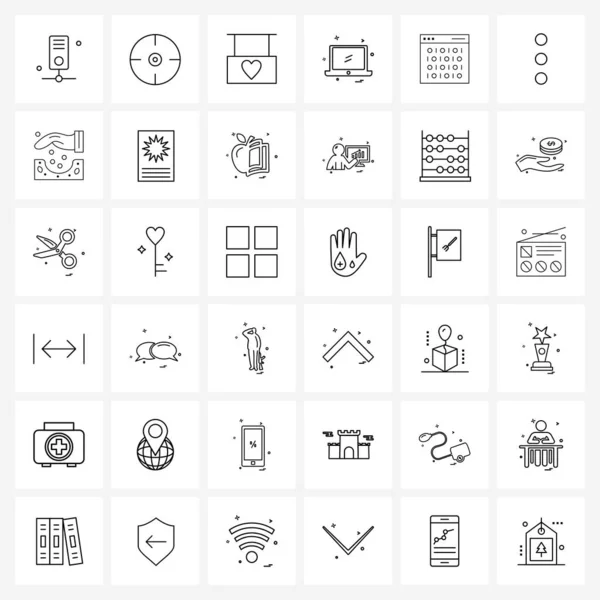 Interface Line Icon Set Moderner Symbole Web Binär Romantisch Daten — Stockvektor