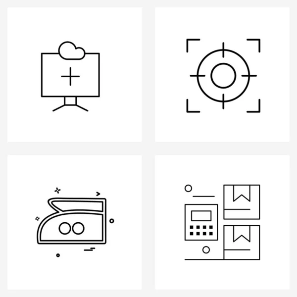 Set Simple Line Icons Ass Press Aim Target Box Vector — Stockvektor