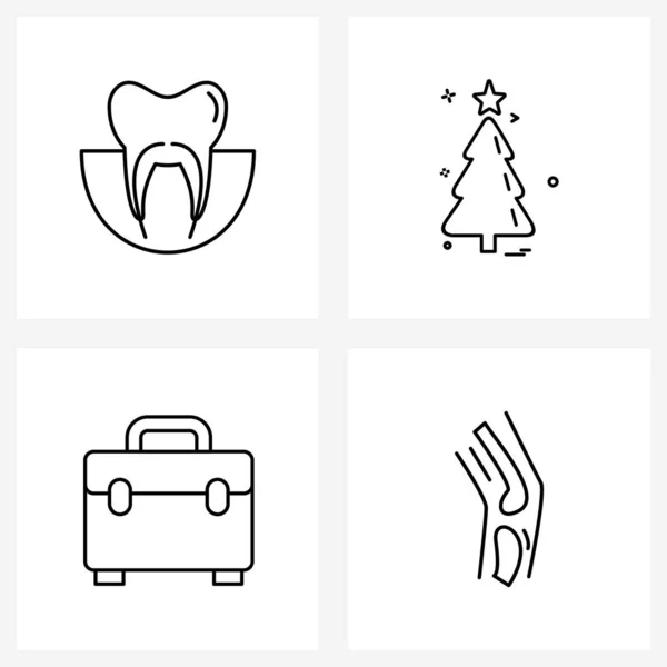 Stock Vector Icon Set Aus Zeilensymbolen Für Zahn Bildung Gesundheit — Stockvektor