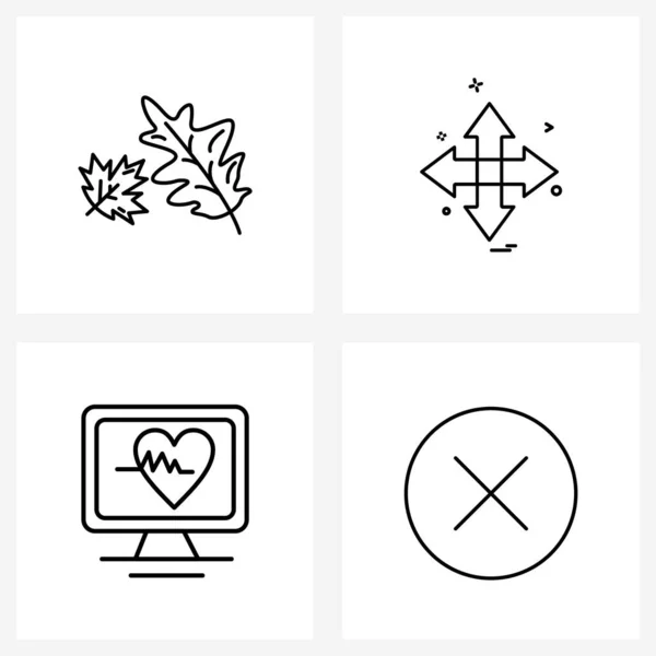 Mobile Line Icon Set Mit Modernen Piktogrammen Von Blättern Herz — Stockvektor