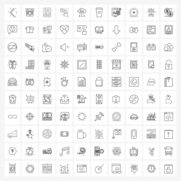 Icono Línea Conjunto 100 Símbolos Modernos Transferencia Datos Idea Nube — Archivo Imágenes Vectoriales