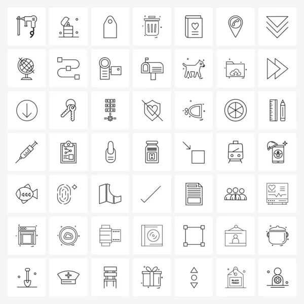 Icon Linha Interface Móvel Conjunto Pictogramas Modernos Coração Mão Etiqueta —  Vetores de Stock