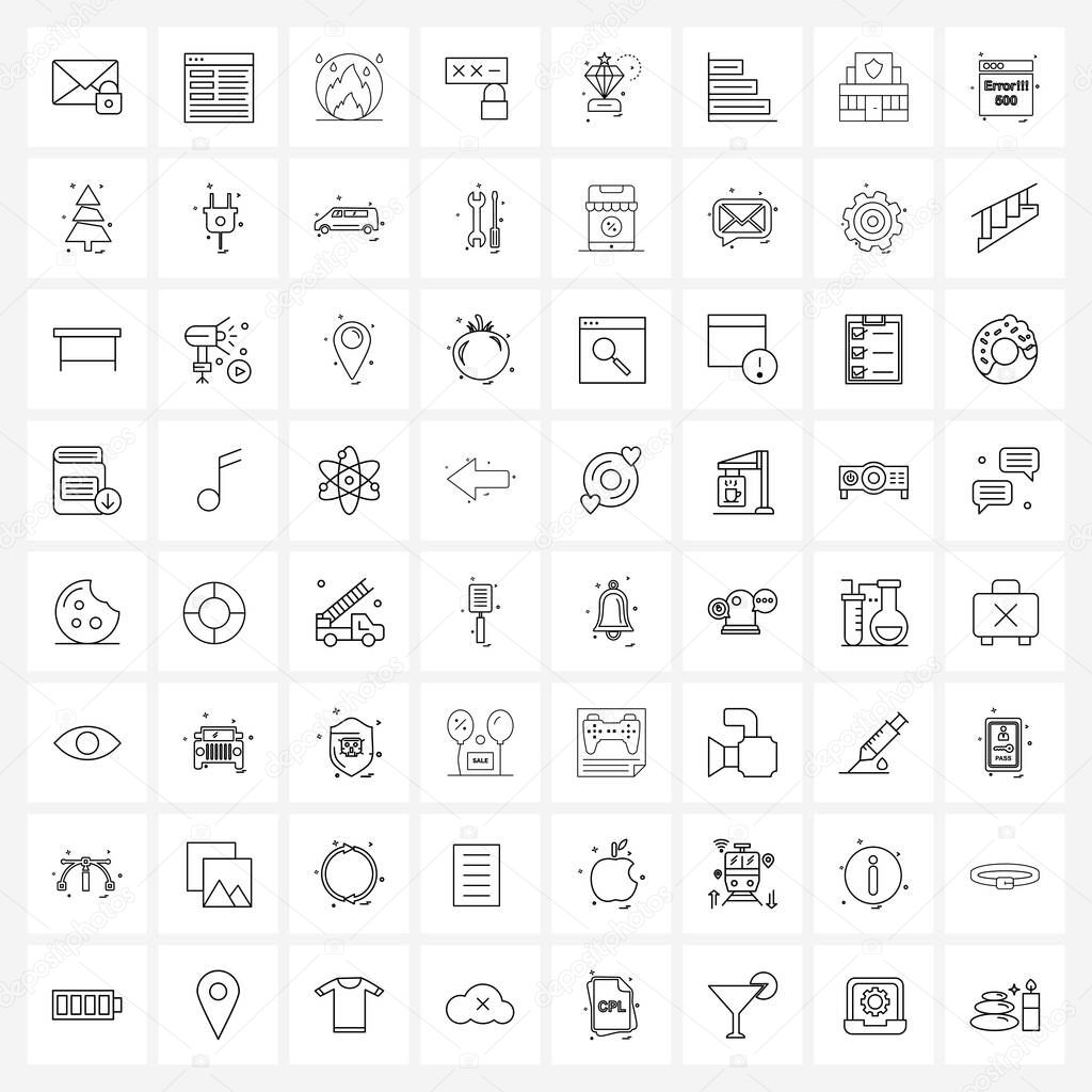 Isolated Symbols Set of 64 Simple Line Icons of analytics, star, delivery, diamond, locked Vector Illustration