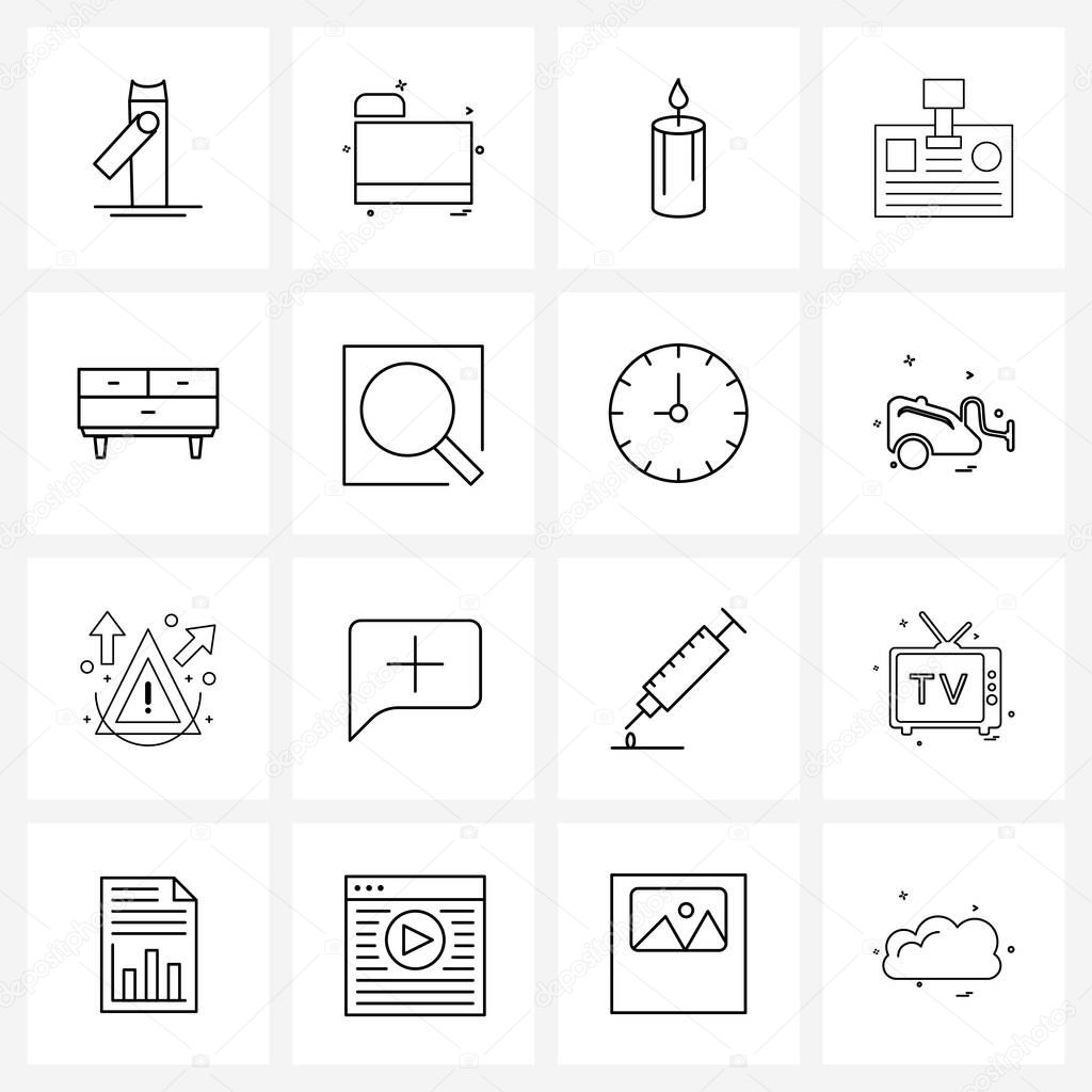 Set of 16 Universal Line Icons of Chester, id, card, Christmas Vector Illustration