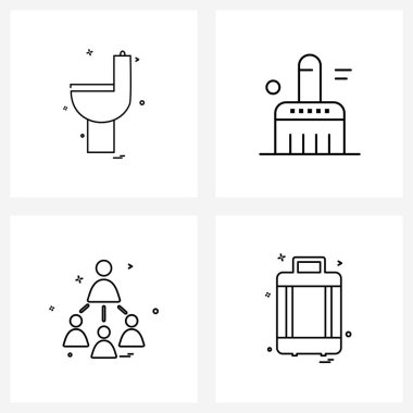 4 Evrensel Satır Simgesi Simgesi Temizliğin Mükemmel Sembolleri; Grup; Banyo; Düzenleme; Takım Vektör İllüstrasyonu