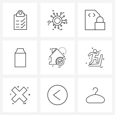 Modern Vector Line Illustration of 9 Basit Satır Simgeleri kene, ev, donanım, ev, etiket illüstrasyonu