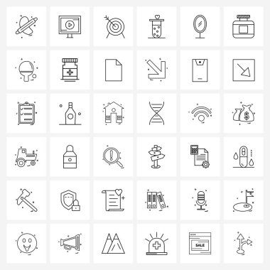 Modern Vector Line Illustration of 36 Simge ayna, sevgi, ekran, düğün, tüp vektör illüstrasyonu