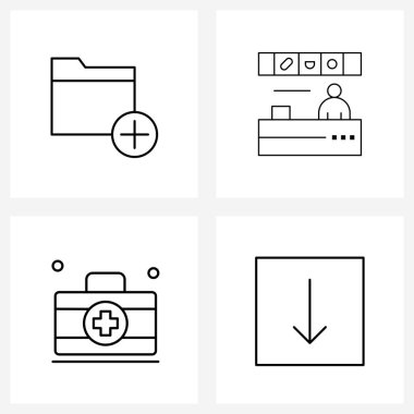 4 Satır Simgesi İşaretleri ve ekleme sembolleri kümesi, önce dosya, adam, ok vektörü illüstrasyonu