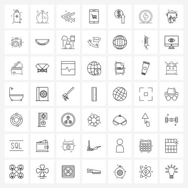 49 Düzenlenebilir Vektör Çizgisi Simgesi ve Modern Semboller, çevrimiçi, süpermarket, mobil, sol Vektör İllüstrasyonu