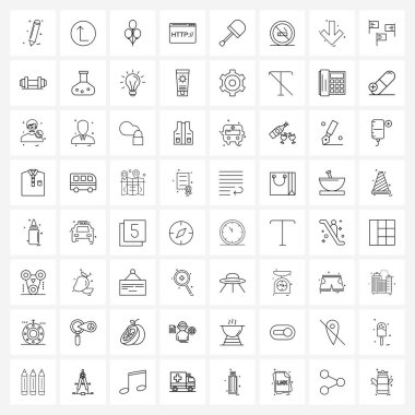 Çalışma, kürek, balon, internet, güvenli web sitesi Vektör İllüstrasyonu gibi 64 Basit Satır Simgesi