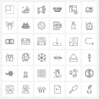 Kilitli, web sitesinin 36 Modern Sembolü Satır Simgesi Korumalı, Gürültülü, Ye, Meyve Vektörü İllüstrasyonu