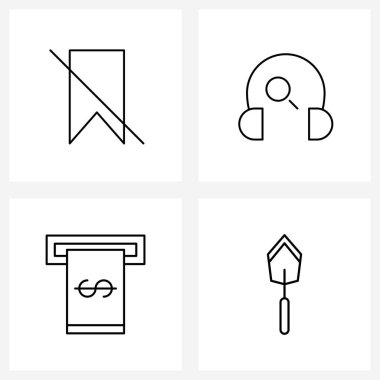 Mobil UI Satır Simgesi 4 Modern Pictogram yer imi, dolar, pasifleştir, kulaklığı kapat, Vektör Resmini geri çek