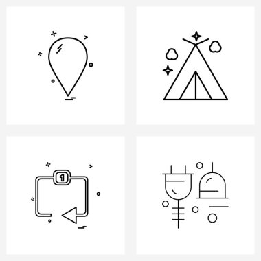 Bırakma, tazeleme, kan, wigwam, Vektör Resmini sıfırlama gibi 4 Satır Simgelerinden oluşan basit bir set