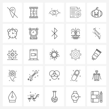 25 Düzenlenebilir Vektör Satırı Simgesi ve Modern Görünüm Sembolleri, rapor, ev kapısı, kağıt, göz küresi Vektör İllüstrasyonu