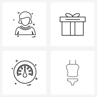 Piksel Mükemmel 4 Vektör Çizgisi Simgeleri Avatar, measure, girl, gift, clothes Vector Illustration gibi