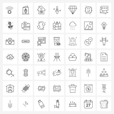 Mobil UI Hattı Simgesi. 49 Modern Pictogram mücevher, elmas, ev, yaratıcı, kepçe taşıyıcı illüstrasyonu.