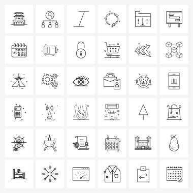 36 Modern Pictogram 'lık Mobil UI Satır Simgesi İndirme, tekrar oynatma, italik, oyuncu, Ortam Vektörü İllüstrasyonu