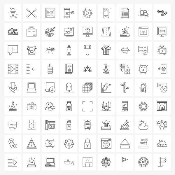 모바일 Icon Set Modern Pictograms Video Investment Coding Financial Currency — 스톡 벡터